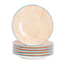Hand-Printed Side Plates - 18cm - Orange - Pack of 6