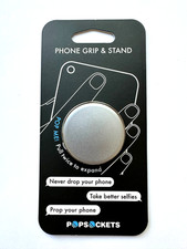 PopSockets Silver Phone Grip Stand Adhesive Stick-On Phone Holder