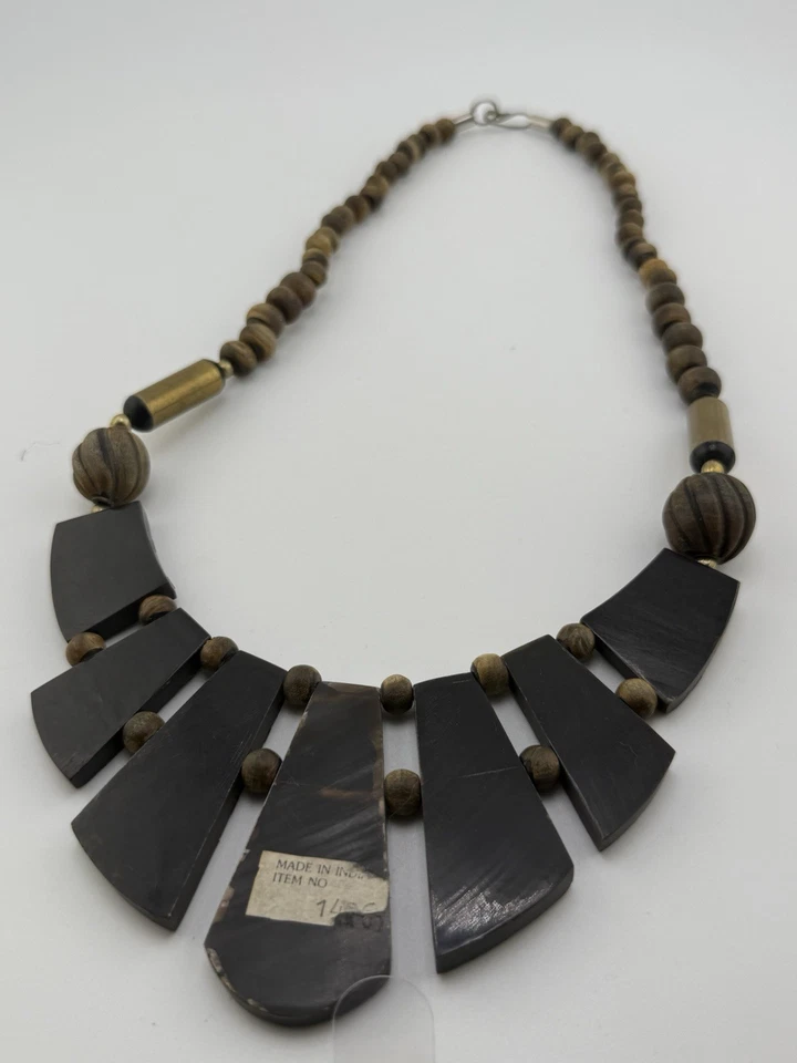 Винтажный племенной сафари слон в латуни ожерелье заявление - Изображение 4 из 4