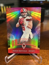 2018 Panini Phoenix QB Vision Pink /199 Baker Mayfield #21 Rookie Card RC Prizm. rookie card picture