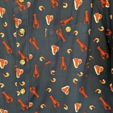 Duluth Men’s 2XL Tall Button Down Shirt Relaxed Fit Navy Seafood Graphics