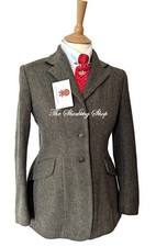 GIACCA DA CACCIA/ESPOSIZIONE TWEED VERDE CALDENE MAIDS SOUTHWOLD TAGLIA 36 (12)