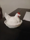 Vintage Westmoreland Milk Glass 3.5 Inch Hen on Nest Split Tail