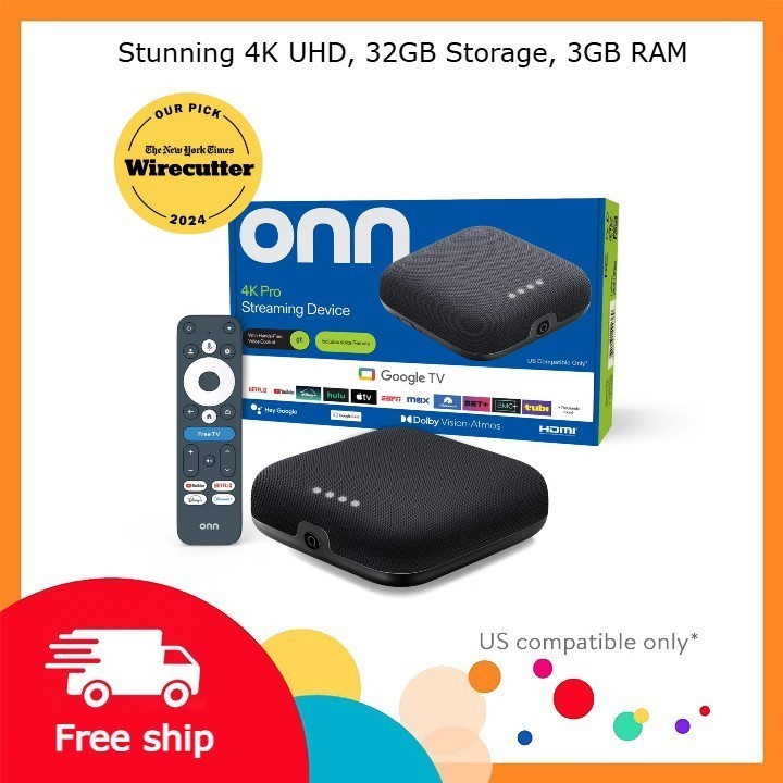 onn 4K Pro Streaming Device, Google TV with Gemini - Ultra-fast Streaming