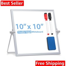 Small WhiteBoard with Stand 10" X 10", Magnetic Double-Sided Dry Erase White ...