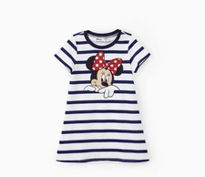 Disney Minnie Mouse Little Girl  s Navy blue Striped Dress Size 4-5