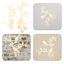 Autocollants muraux feuille d'oiseau en acrylique, 2 pièces, autocollants dorés