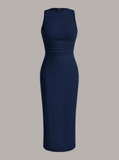 EZwear Solid Color Ribbed Knitted Bodycon Dress Summer Dresses Sz XS S M L