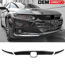 Fits 21-22 Honda Accord 4Dr OE Style Front Upper Grille Trim Gloss Black ABS