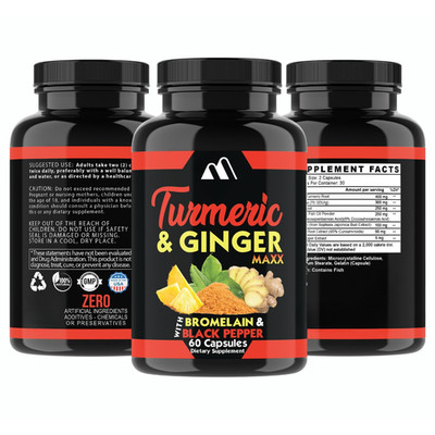 Angry Supplements Natural Turmeric Ginger Maxx, Joint Support Flexibility, 6PK