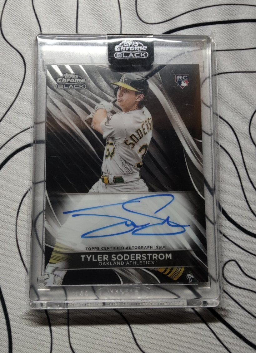 Tyler Soderstrom 2024 Topps Chrome Black Rookie Auto #CBA-TS Oakland Athletics