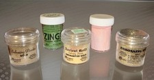 5 Embossing Powders Zing  Ranger: 2 Gold, Green, Enchanted Gold  Pink Pastel