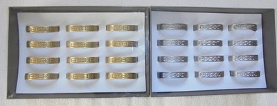 24 Armreifen 2 Designs bronze burn silber Gravur Muster Boho  Retro Party