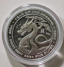 2024 YEAR OF THE DRAGON 1 OUNCE SILVER COIN IN CAPSULE