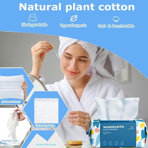100 Count Disposable Face Towel,Thickening Ultra Soft Washcloths,Facial Cotton T - Picture 7 of 9