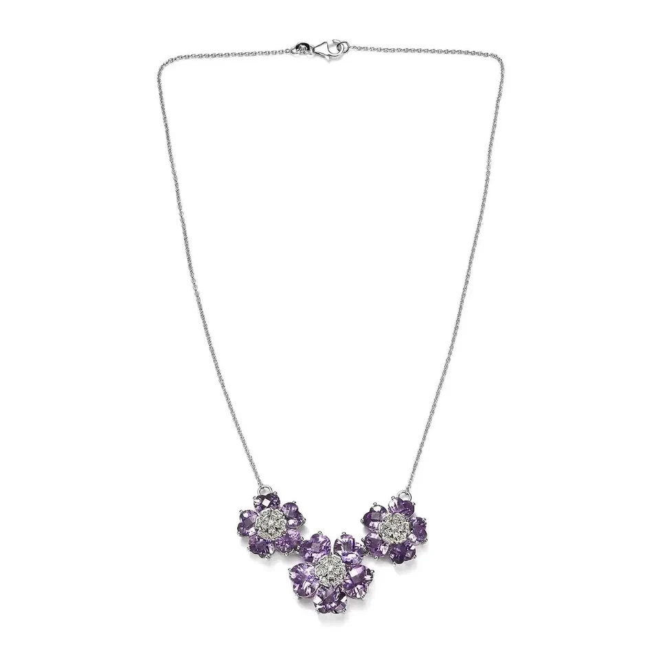 GP Italian Garden Collection Rose De France Amethyst & White Zircon Necklace S.S - Image 4 of 4