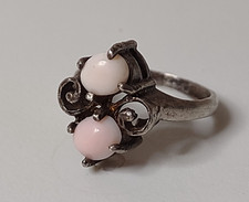 Sterling Silver Vintage Ring With Light Pink Stones Size 6