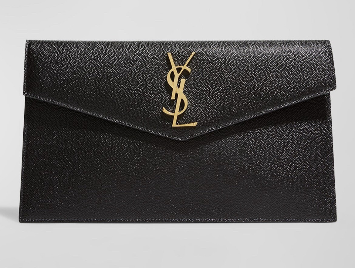 SAINT LAURENT NUOVA borsa Saint Lauren YSL Uptown a grana in pelle nera busta borsa a pochette