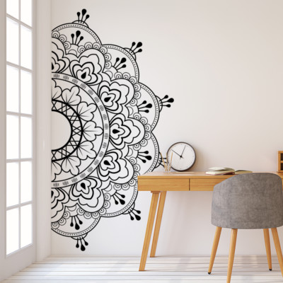 Autocollant Mural Mandala Demi-sticker - Personnalisable, Déco Yoga/boho, Vinyl Amovible