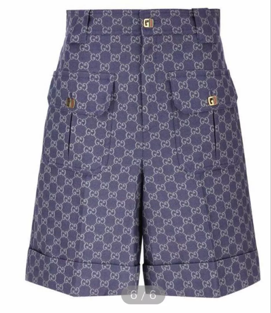 Short coton bleu GUCCI GG taille 36 pantalon décontracté femme mode occasion comme neuf
