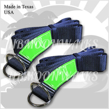 Set of 2 Bounce House Straps 2"x12' Long D-RINGS With Green Vinyl Label