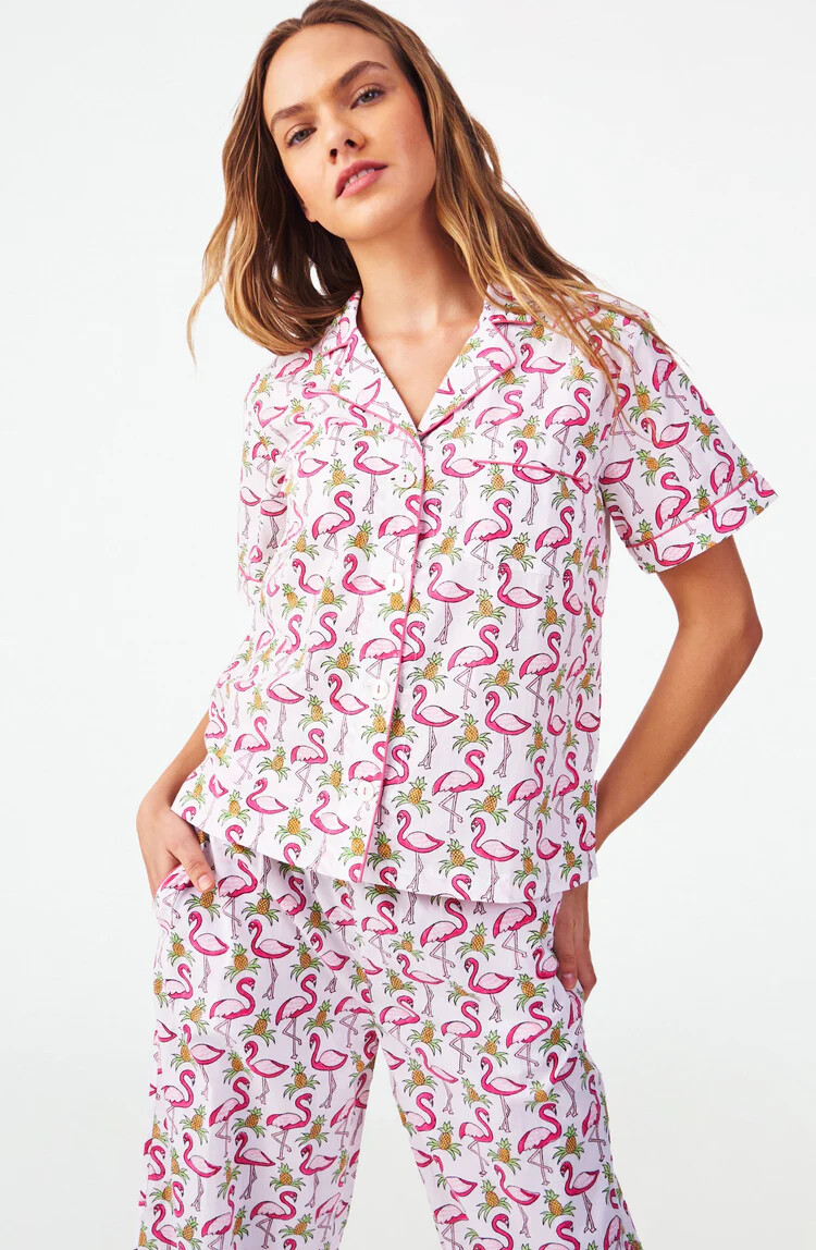 New Roller Rabbit Freddy Flamingo Liza Set Pajama PJ Pink
