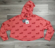 Puma Crop Women s Large Georgia Peach Relaxed Fit Amplified Hoodie New