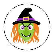 30 WITCH HALLOWEEN ENVELOPE SEALS LABELS STICKERS PARTY FAVORS 1.5" ROUND