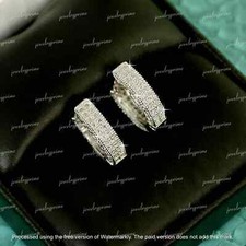 2 Ct Round Cut Lab-Created Diamond Women's Hoop Earrings 14k White Gold Plated