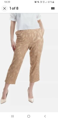 RRP  260 OBLO UNIQUE Lace Trousers Size S Grosgrain Sides Cropped Made in Italy