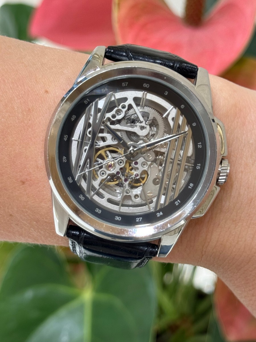 Keneth Cole New York Watch Automatic 21 Jewels Skeleton Dial Mens