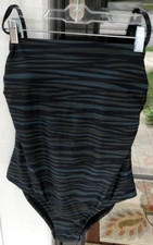 Kona Sol M 8/10 Black Zebra Straight Neck Cinch Back One Piece Swimsuit New 35