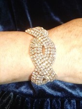 Bracciale Donna Tennis SWAROVSKI ORIGINALI Cristalli Oro Giallo new Gioielli 