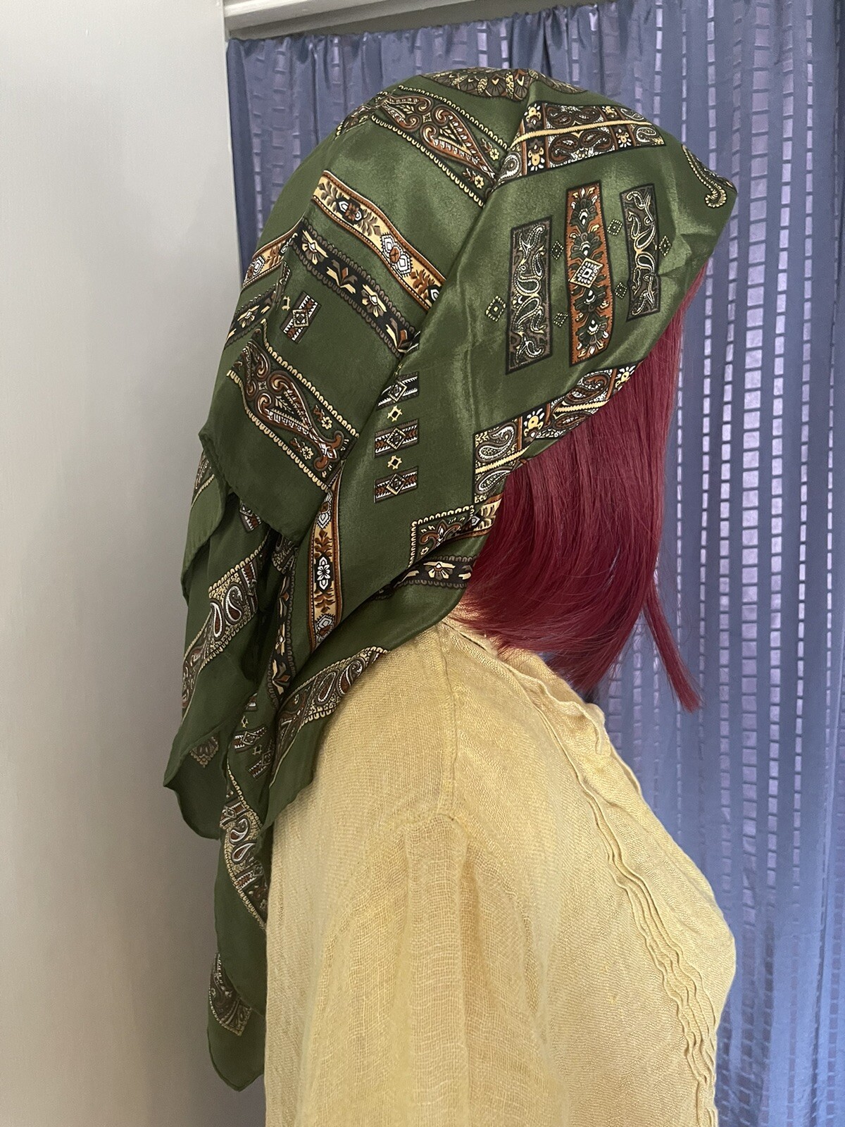 Silk Scarf Green 30x30” - image 5