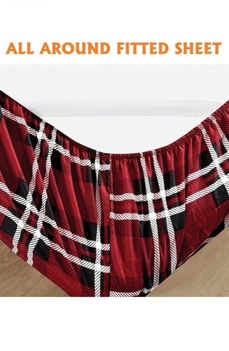 6 Pc Set Elegant Comfort Luxury Soft Bed Sheets Plaid Pattern 1500 Thread Count - Picture 4 of 5