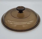 Pyrex Corning Ware Visions  V-2.5-C Round Lid Brown Amber Glass Replacement Lid