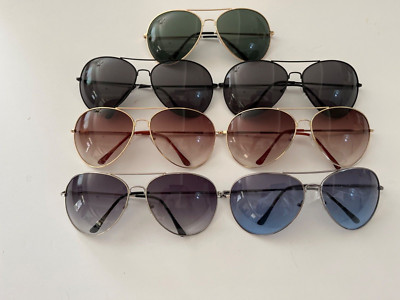 Lot of 7 Classic Aviator Style UV400 Sunglasses Large Metal Frame  $29.99