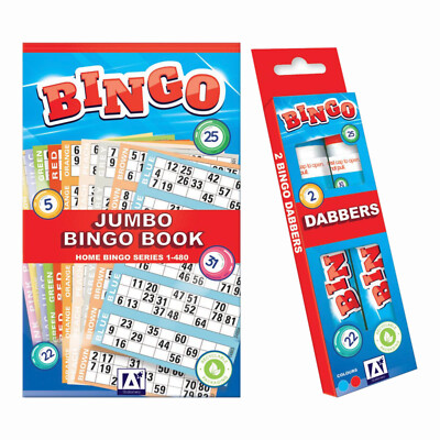 12 x Jumbo Bingo Buch Pad 1-480 Spiele codierte Tickets 6 zum Ansehen + KOSTENLOSE DABBERS