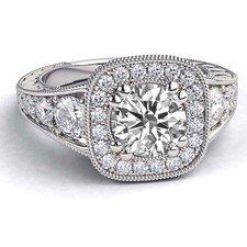 Gorgeous Round White Simulated Sapphire Halo Style Women's Anniversary Ring