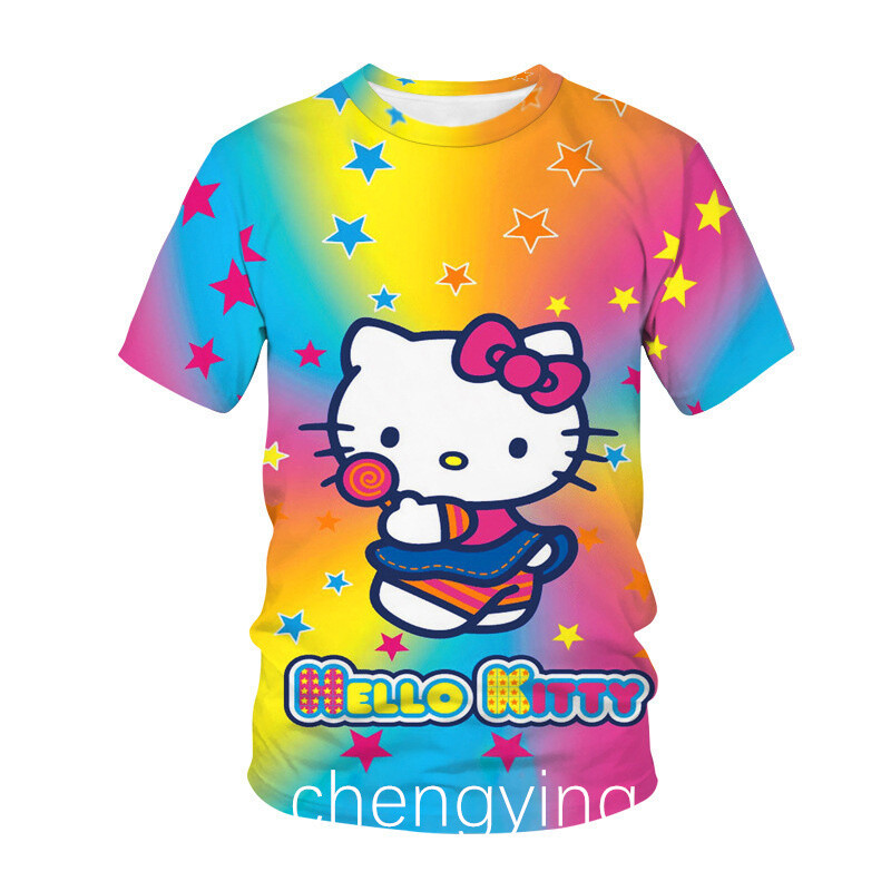 Women Hello Kitty Tshirt 3D Casual Short Sleeve TShirt Tee Summer Top