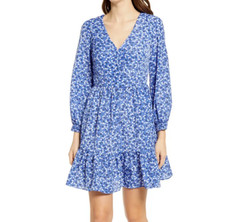 Eliza J Floral Surplice Neck Fit Flare Tiered Spring Dress  Sz 6  $108 *790 