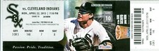 2013 White Sox vs Indians Ticket: Justin Masterson win/Conor Gillaspie hit HR
