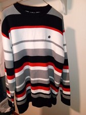 South Pole Men's Striped Crewneck Sweater Blue Black Size XL Street Wear