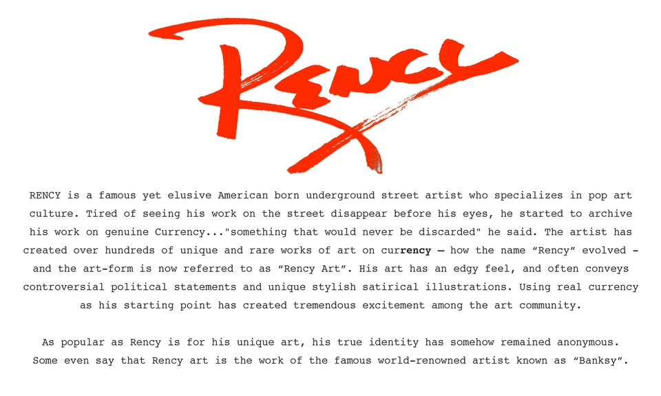 Billete de $2 genuino firmado por MONEDA arte pop BLOON GIRL FOUNDING BANKSY firmado por MONEDA Foto 2 de 3