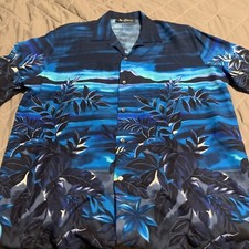 Alan Stewart Vintage Button Shirt Rayon Hawaiian Rare Size L