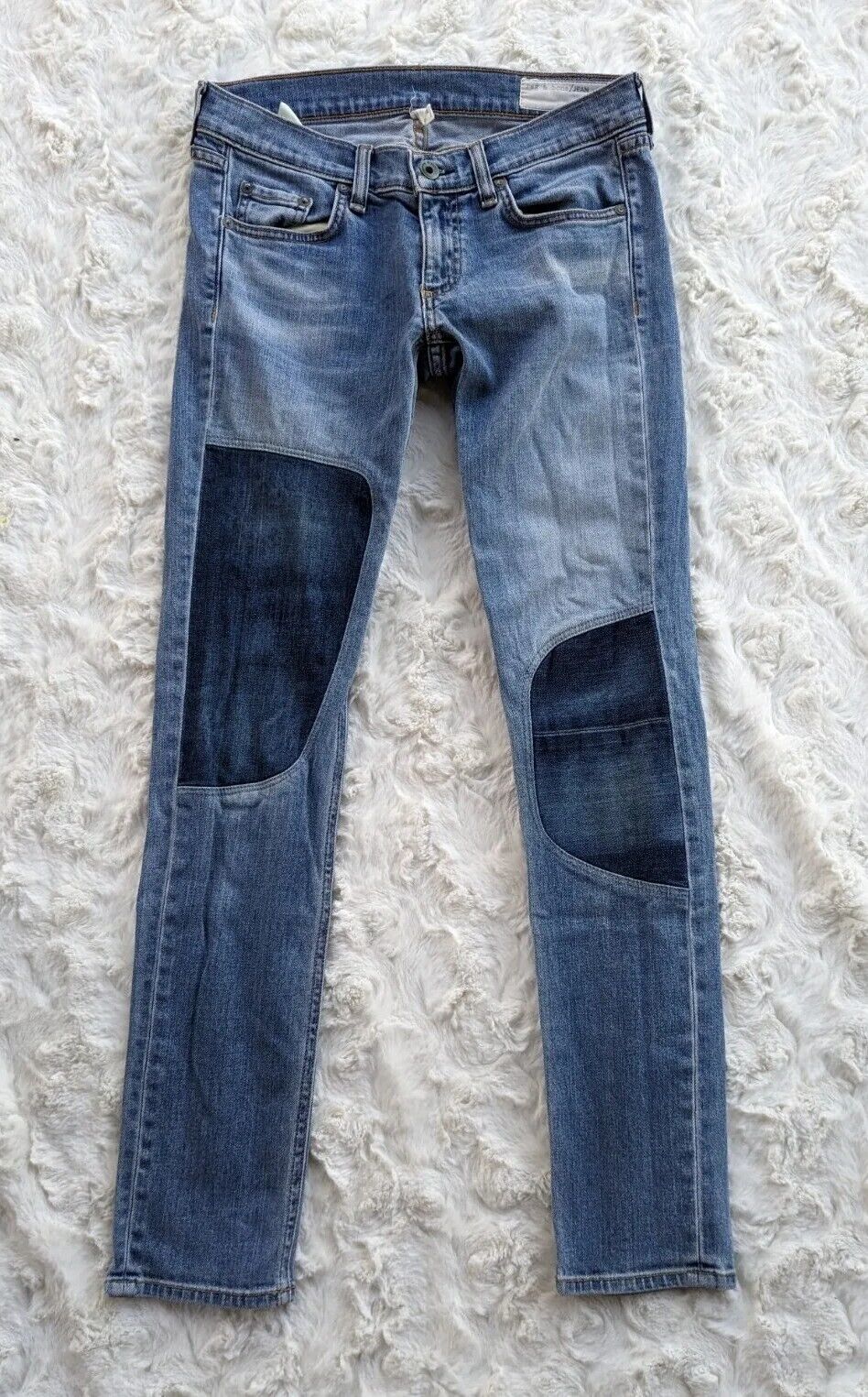 Rag & Bone Patchwork Jeans Low Rise Slim Denim Bl… - image 1