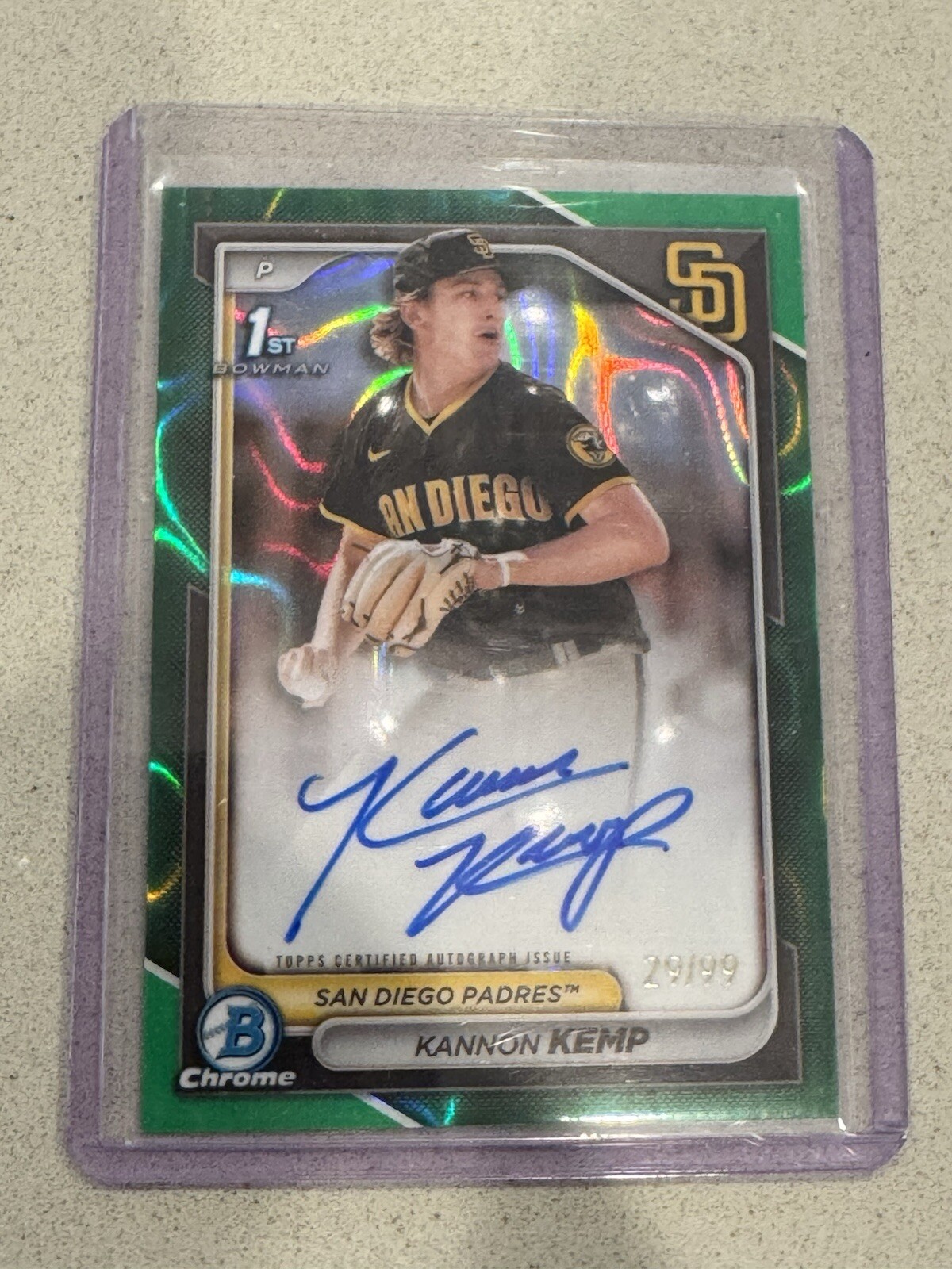 2024 Bowman Chrome - Prospect Auto Green Lava Refractor #CPA-KK Kannon Kemp /99