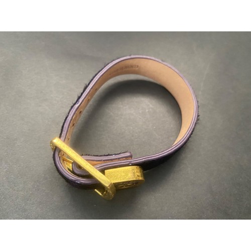Bracciale Rustico RC Kacy Viola Nero Pelle di Vitello Vera Pelle Fibbia Oro Braccialetto - Foto 7 di 7