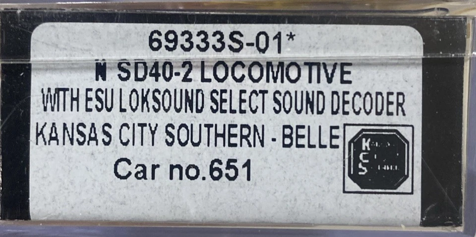 N Scale Intermountain SD40-2 DCC ESU LokSound Kansas City Southern Belle KCS 651 - Image 2 of 2