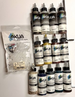 Lot of Akua Liquid Pigments, Media & Applicator Set
